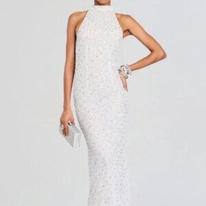 Retrofete Olivia Dress - hand beaded halter dress size small